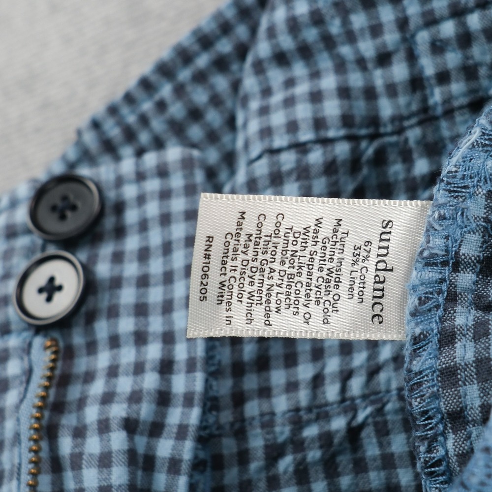 Sundance Pants Womens 4 Blue Gingham Ankle Linen Cotton 27 Waist 25.5 Inseam - Picture 9 of 15